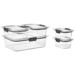 Potes Herméticos para Alimentos, Quadrado 300, 800, 2,3 mL, 5 Unidades, RUBBERMAID 1976520, Preto