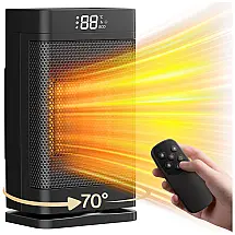 Aquecedor Elétrico Cerâmico com Controle Remoto e Termostato, 3 Modos, 1500W 110V, Primevolve, Preto