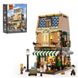 FUNWHOLE Conjunto de Blocos de Construção Luz LED Café na Cidade 1718 Peças para Adultos e Adolescentes