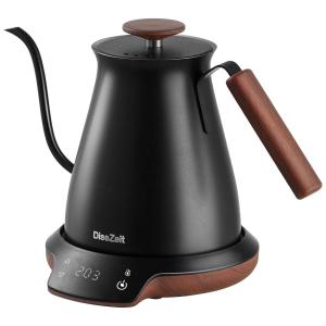 Chaleira Elétrica 0,7 L com Controle Digital e Cabo de Madeira 110V 1000W, DiseZeit, Preta