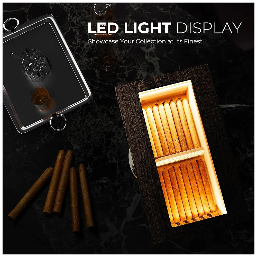 Umidor para Charutos Woodronic Wenge para 120 Unidades com LED Digital Cedro Espanhol — foto 2