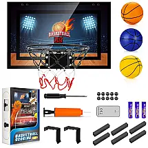 Cesta de Basquete Interna com Placar Eletrônico, 3 Bolas e Acessórios para Adolescentes e Adultos, TREYWELL
