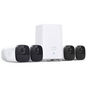 Sistema de 4 Câmeras de Segurança sem Fio Resolução 2K Duração da Bateria 365 Dias, EUFY SECURITY T8853, Branco