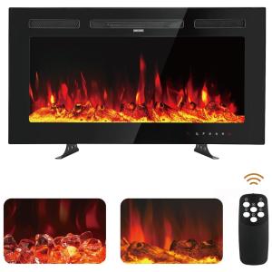 Lareira Elétrica de Embutir A43x76L, com Controle Remoto 9 Opções de Brilho e Luz de LED, 110v, SANHSEHOME 30 Free Standing Electric