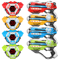 Pistola de Laser Tag com Display Digital de Pontuação e Coletes, Para Crianças de 8 a 12+ Anos, IVOXEX, Colorida