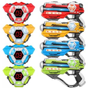 Pistola de Laser Tag com Display Digital de Pontuação e Coletes, Para Crianças de 8 a 12+ Anos, IVOXEX, Colorida