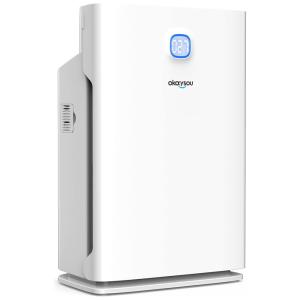 Purificador de Ar com Filtro True HEPA, Display LED e Área de até 140 m2, Okaysou, Branco