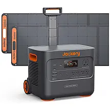 Kit Gerador de Energia Solar Portátil 3000 PRO 400W 110V com 2 Painéis Solares de 200W para Camping e Trailer, Jackery, Preto e Laranja