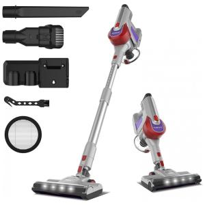 Aspirador de Pó Multifuncional TASVAC sem Fio com Visor de LED Inteligente, 110V 260W, Prata e Vermelho