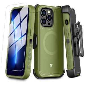 Capa para Iphone 13 Pro Max com Protetor de Tela Embutido e Alta Resistencia Nível Militar, MYBAT, Preta