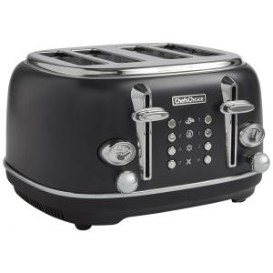 Torradeira Elétrica 4 Fatias com 6 Níveis de Tostagem em Aço Inoxidável, 110V 1500W, ChefsChoice, Preta