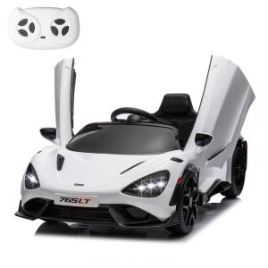 Carro Elétrico Infantil McLaren765LT MUKIDY Branco 12V, Controle Remoto, Música, Luzes LED, 3 Velocidades, Cinto Segurança