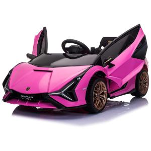 TOBBI Carrinho, Carro Elétrico Lamborghini, 1 lugar, 12V, c, controle remoto, USB MP3, 5 km, h, 2 a 6 anos, Rosa