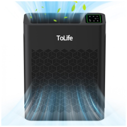 Purificador de Ar Doméstico até 100 m2 com Sensor de Qualidade de Ar, 110V, ToLife, Preto