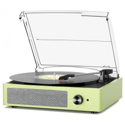 Toca-Discos de Vinil com 2 Caixas de Som, Estilo Vintage, Movido por Correia, 3 Velocidades, Reprodução Bluetooth, Entrada AUX