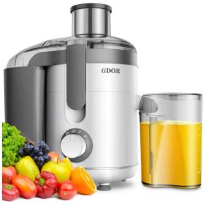 Centrífuga de Frutas 440mL com Bocal de Alimentação 6 centímetros, Disco de Corte em Titânio e 3 Velocidades, 600W, 110v, GDOR, Branca