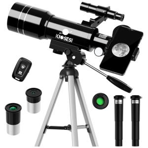Telescópio Astronômico 20x200 com Adaptador de Celular e Controle Remoto, KIOSESI, Preto