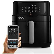 Fritadeira Elétrica AirFryer 5L de Capacidade e Painel de Controle Digital com 7 Predefinições, 1500W, 110v, SAKI HF 8350DT, Preto