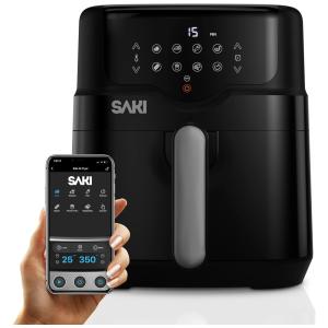 Fritadeira Elétrica AirFryer 5L de Capacidade e Painel de Controle Digital com 7 Predefinições, 1500W, 110v, SAKI HF 8350DT, Preto