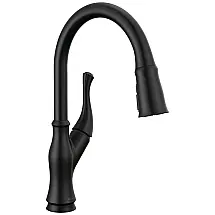 Torneira Cozinha com Tecnologia Touch2O e Pulverizador Pull Down de Ancoragem Magnética, Delta Ophelia 19888TZ-BL-DST, Preto Fosco