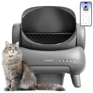 Caixa de Areia para Gatos Autolimpante M1 com Controle APP, Descarte Fácil e Prático, Neakasa, Cinza