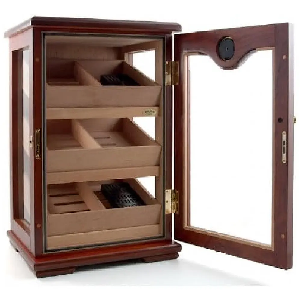 Humidor Cuban Crafters Madeira Rosada Bubinga Vidro Temperado 100 Charutos Display — foto 2