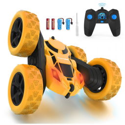 Hamdol T1 Carrinho de Controle Remoto 360 de Rotação com Luz LED, Amarelo