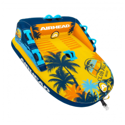 Boia Rebocável para 2 Pessoas com Costura Dupla em Nylon, Club Palm, Azul e Laranja