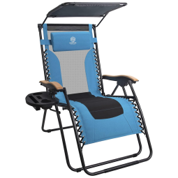 Cadeira Reclinável Ajustável Gravidade com Apoio de Cabeça e Porta Copos, COASTRAIL OUTDOOR Zero Gravity Chair, Azul