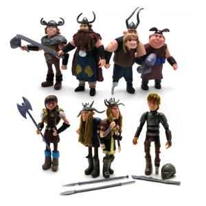 Conjunto de Mini Figuras de Ação Vikings Toysvill Hiccup, Astrid, Stoick, Gobber, Snotlout, Fishlegs, Tuffnut e Ruffnut - Kit com 8 peças