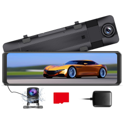 Câmera Veicular Retrovisor Frontal 1080P á Prova d, Visão Noturna e GPS, suporta 32G SD, AZDOME, Preto