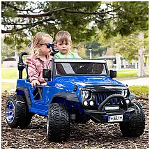 Carro Elétrico 2 Assentos 12V, com Luzes de LED e Controle Remoto, MODERNO KIDS Motorized Electric Kids RideOn Truck Car, Azul