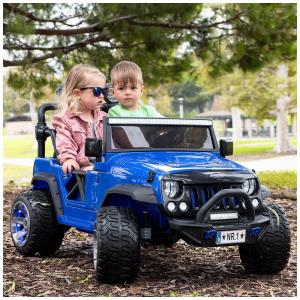 Carro Elétrico 2 Assentos 12V, com Luzes de LED e Controle Remoto, MODERNO KIDS Motorized Electric Kids RideOn Truck Car, Azul