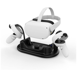 AMVR Charging Dock for Oculus Quest 2, Headset Display Stand and Touch Controllers Mount Station Holder, with USB C Charging Cable White