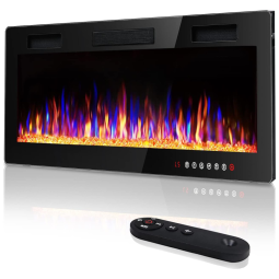 Lareira Elétrica de Embutir A45x91L, com Controle Remoto e Tela Sensível ao Toque, 1500W, 110v, VITESSE 36 FP C3, Preto