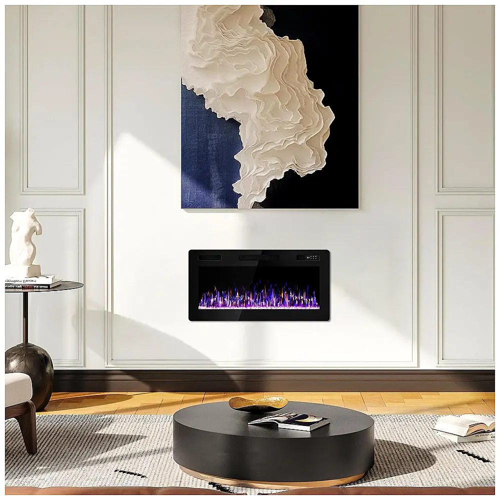 Lareira Elétrica Vitesse 127x46cm 1500W 12 Cores LED Timer Embutir 110V — foto 2