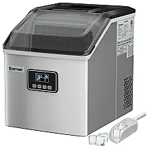 Máquina de Gelo, Aço Inoxidável, 22, Dia 24 Cubos, Ciclo, Tela LCD, 110v, COSTWAY 24525US CYEP, Prateado