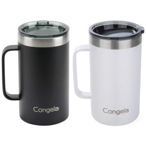 Caneca Térmica 650 mL para Cerveja, Café com Isolamento a Vácuo, 2 Unidades, CONGELA, Branco