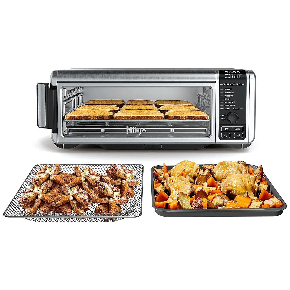 Forno Air Fryer Ninja SP101 Zona Dupla 8-em-1 Dobrável Prata e Preto 120V