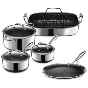 Conjunto de Panelas e Tampas de Vidro, 8 Peças, e Assadeira, HexClad