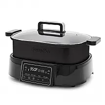 Panela Elétrica Multifuncional 8 em 1, 6,5 Litros de Cerâmica Saudável Antiaderente, 110V 1500W, GreenPan, Preta