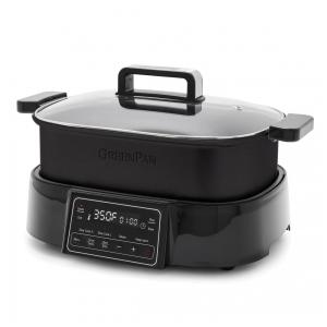 Panela Elétrica Multifuncional 8 em 1, 6,5 Litros de Cerâmica Saudável Antiaderente, 110V 1500W, GreenPan, Preta