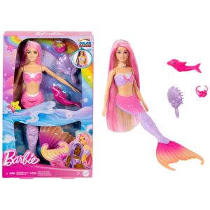 Barbie Sereia “Malibu” A Touch of Magic com cabelo rosa longo, pet golfinho e mudança de cor na água 2023