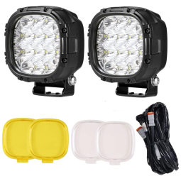 Farol de Milha LED Off Road com 8000 Lúmens e Luz Branca e Amarela 12V a 24V, 160W, 2Un, BIGLION.X, Preto