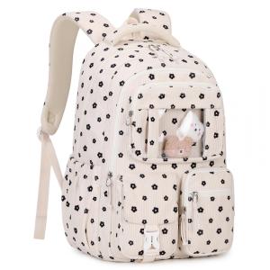Mochila escolar PIG PIG GIRL em veludo cotelê floral, estilo ita bag, 21,8 L