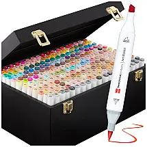 Kit de Canetas Profissionais com Pontas Duplas e Caixa para Transporte, 228 Peças, Best Choice Products