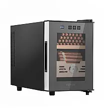 Umidor Elétrico VEVOR, 16L, com Controle de Temperatura, Madeira de Cedro Espanhol, Vidro Temperado e Luz LED