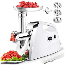 Moedor de Carne Elétrico Profissional, 4 Lâminas para Moagem, Aço Inoxidável, 2800W, 110v, GIANTEX KC41254, Prateado