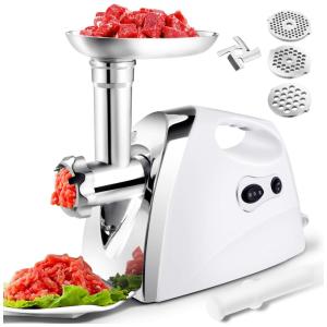 Moedor de Carne Elétrico Profissional, 4 Lâminas para Moagem, Aço Inoxidável, 2800W, 110v, GIANTEX KC41254, Prateado