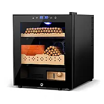 Humidor Elétrico Velieta Aço Inoxidável Preto 50L 300 Charutos Controle Digital Temperatura Umidade 115V